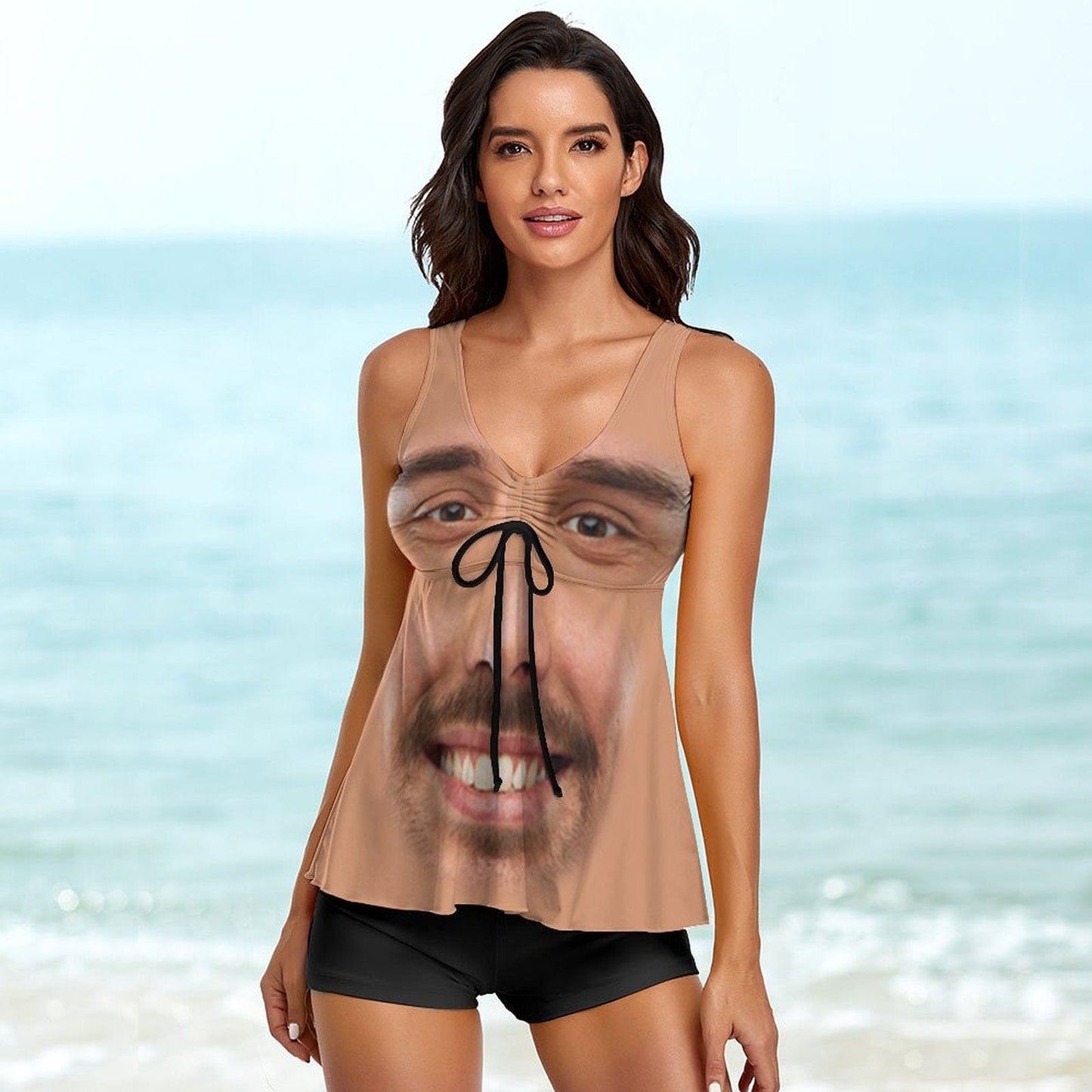 Custom Face My Husband Swimsuit Personalized Tankini Bathing Suit For Women 2 Piece Swimsuit