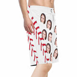 Custom Face Baseball Red White Personalized Photo Men's Beach Short-Drawstring Short