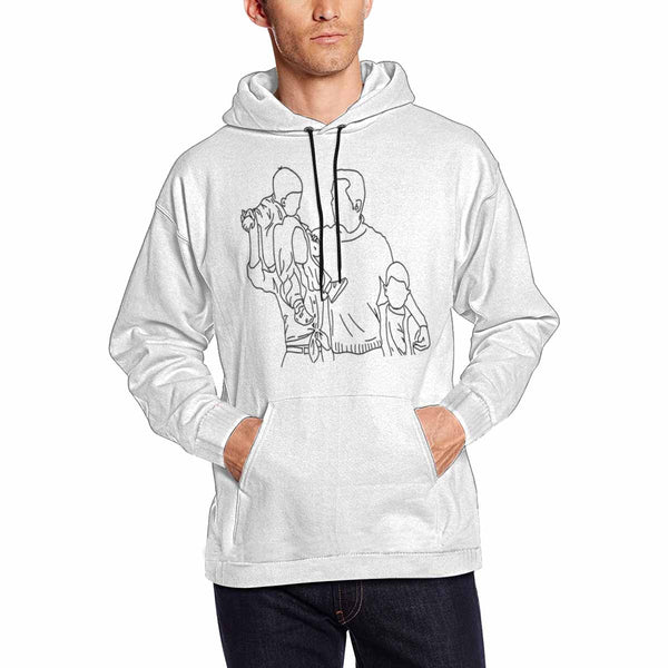 Custom Portrait Outline Shirt, Line Art Photo Shirt For Male, Custom Men's All Over Print Hoodie, Photo Outline Outfit For Family