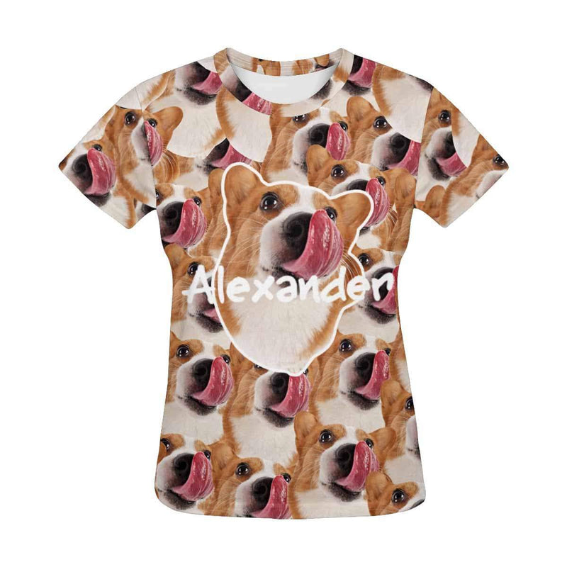 Custom Photo&Name Dog Women's All Over Print T-shirt