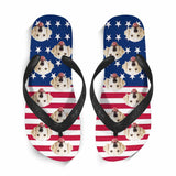 Custom Dog Face American Flag Flip Flops