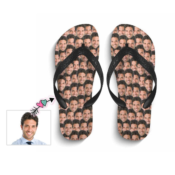 Custom Face Seamless Slide Sandals Personalized Photo Funny Men's Slippers House Shoes Beach Holiday Flip Flops