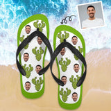 Custom Face Green Cactus Flip Flops