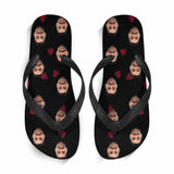 Custom Face Love Heart Flip Flops Personalized Love Heart Face Sandals