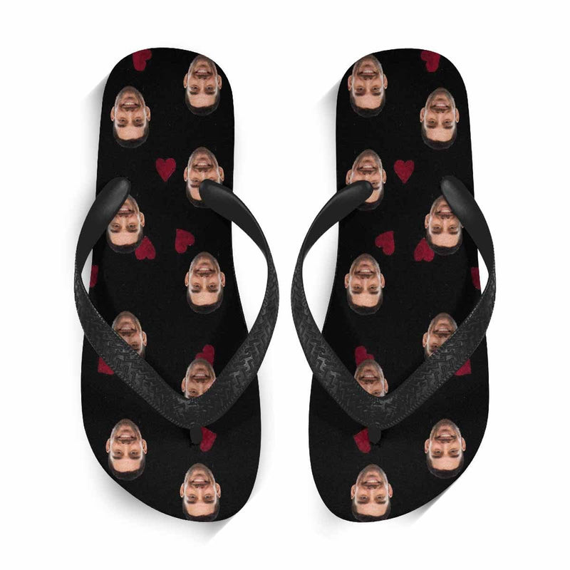 Custom Face Love Heart Flip Flops Personalized Love Heart Face Sandals