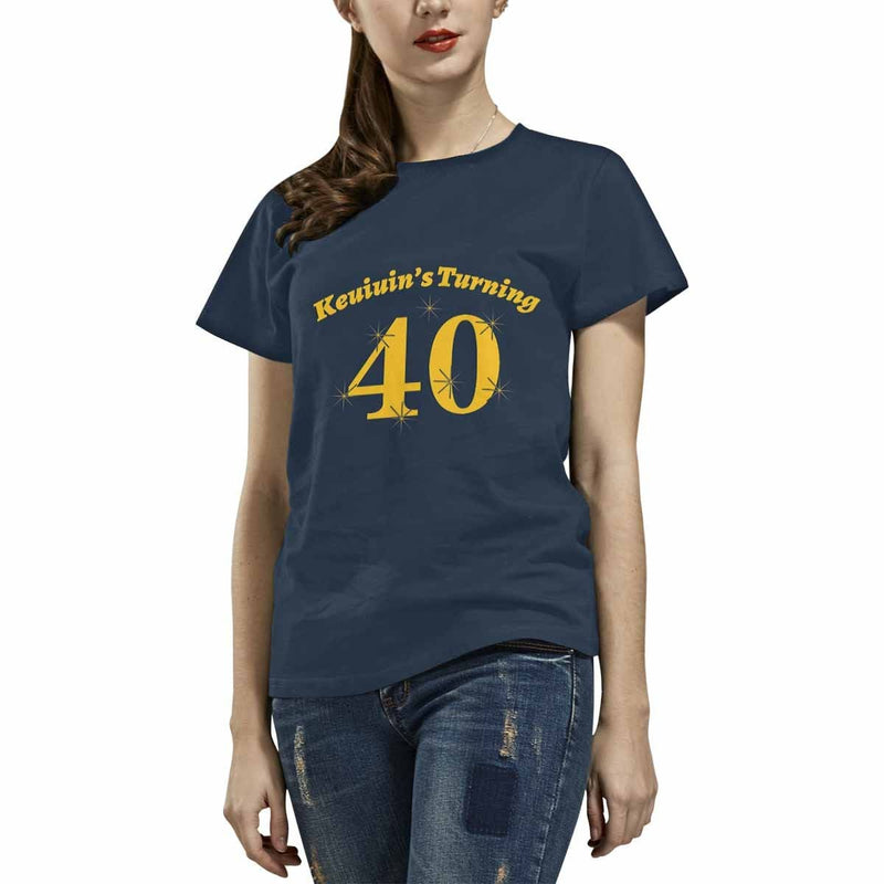 Custom Text Age Deep Blue Women's All Over Print T-shirt