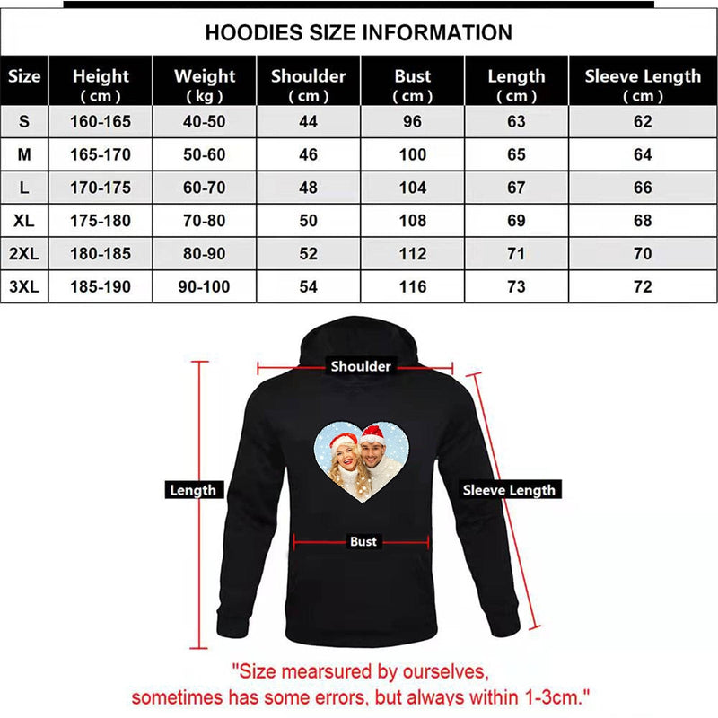 [Thickened Fabric] Custom Photo Heart Flip Sequin Hoodie Pure Cotton Unisex For Men Women