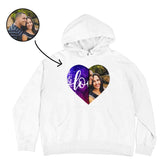 [Thickened Fabric] Custom Photo Heart Flip Sequin Hoodie Pure Cotton Love Unisex For Men Women [Double Print]