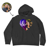 [Thickened Fabric] Custom Photo Heart Flip Sequin Hoodie Pure Cotton Love Unisex For Men Women [Double Print]