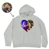 [Thickened Fabric] Custom Photo Heart Flip Sequin Hoodie Pure Cotton Love Unisex For Men Women [Double Print]