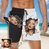 Custom Face Clouds Men's Quick Dry 2 in 1 Surfing Beach Shorts