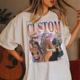 Custom Your Own Bootleg Rap Pure Cotton White Tee Shirts Insert Your Design For Men Women  (recommend you to choose +2 of your original size)