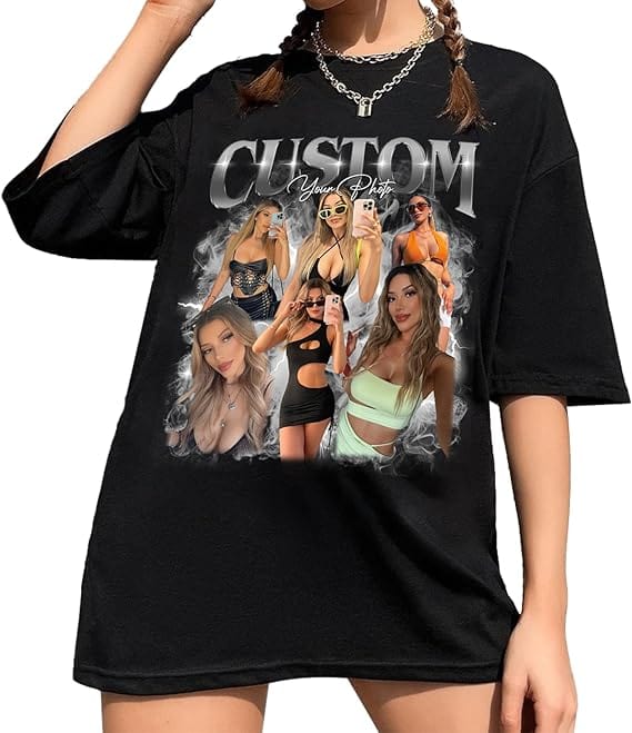 Custom Your Own Bootleg Rap Pure Cotton Tee Shirts Insert Your Design For Men Women (recommend you to choose +2 of your original size)