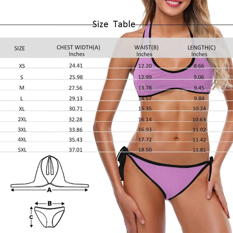 Custom Face Bikini Black Starry Sky Personalized Women's Strappy Halter Swimsuits