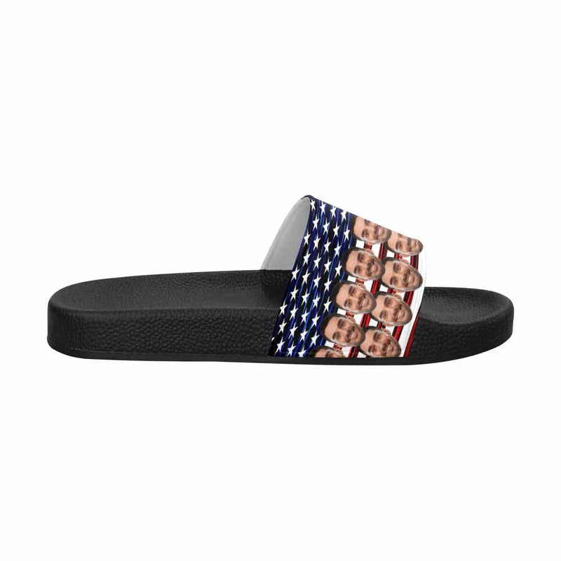 Custom Boyfriend Face American Flag Women's Slide Sandals