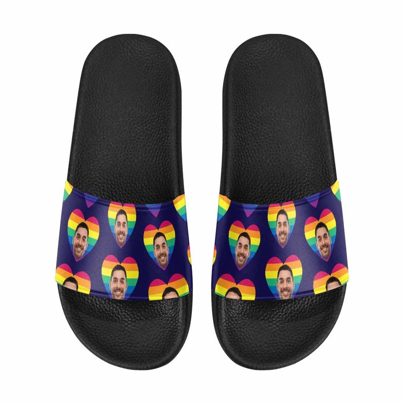 Custom Boyfriend Face Rainbow Love Women's Slide Sandals