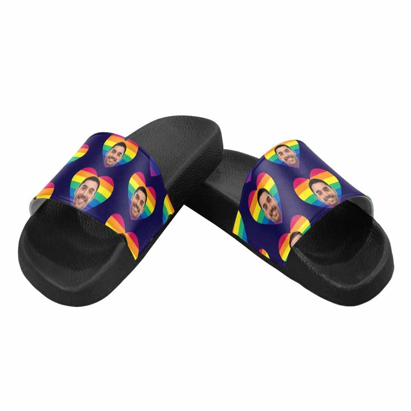 Custom Boyfriend Face Rainbow Love Women's Slide Sandals