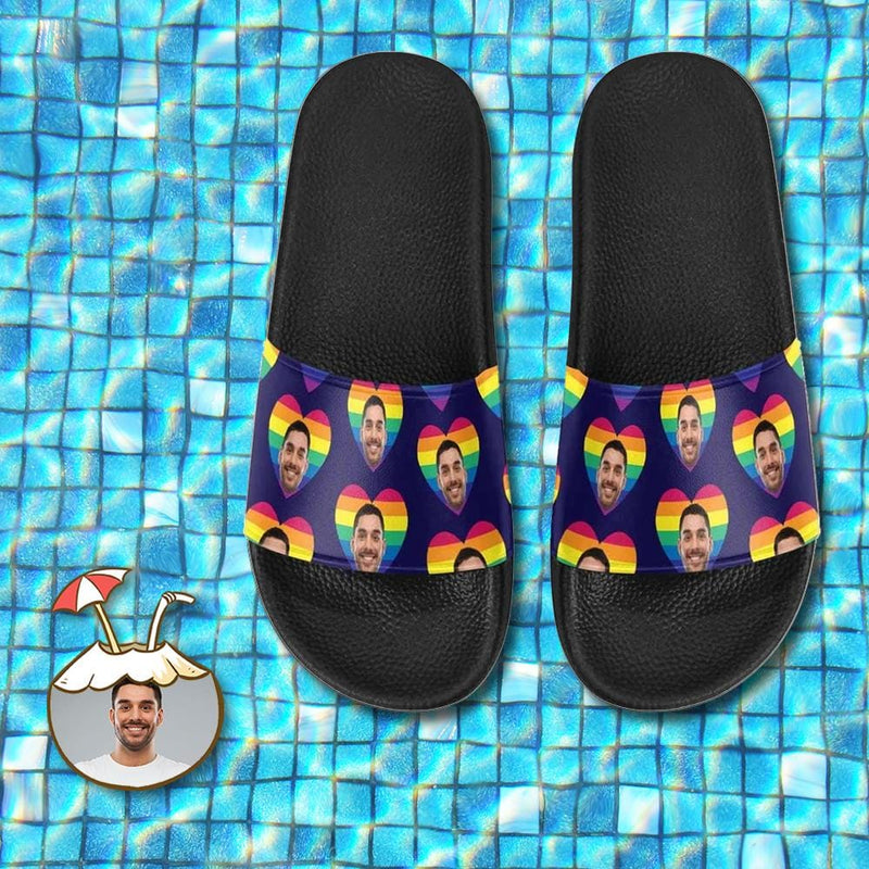 Custom Boyfriend Face Rainbow Love Women's Slide Sandals