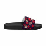 Custom Boyfriend Face Red Butterfly Women's Slide Sandal