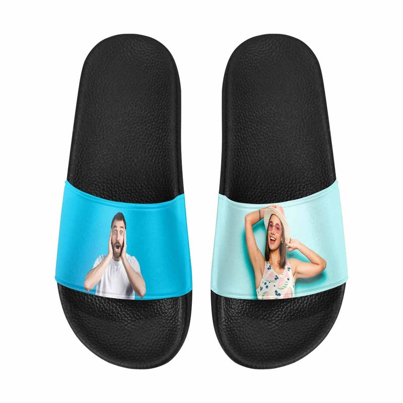 Custom Couple's Two Photo Women's Slide Sandals