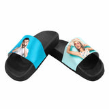 Custom Couple's Two Photo Women's Slide Sandals