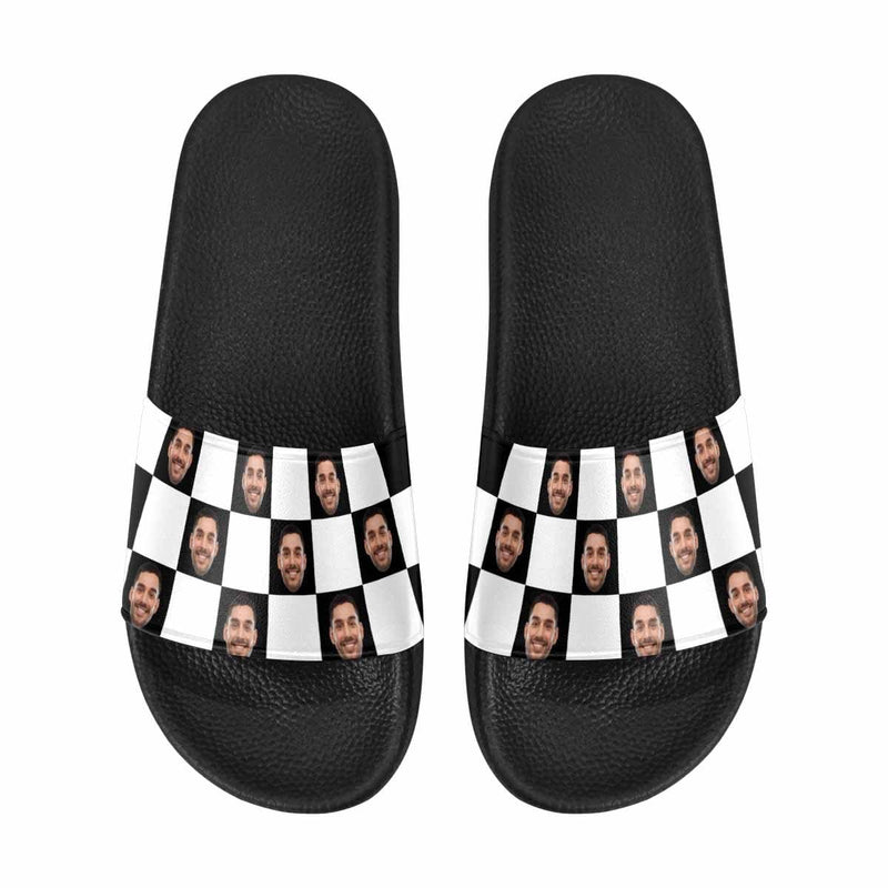 Custom Face Checkerboard Women's Slide Sandals