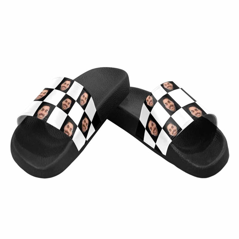 Custom Face Checkerboard Women's Slide Sandals