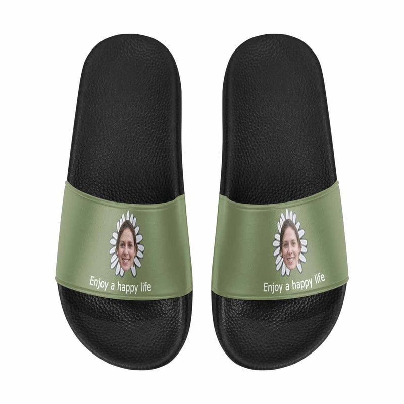 Custom Face Enjoy A Happy Life Men's Slide Sandals