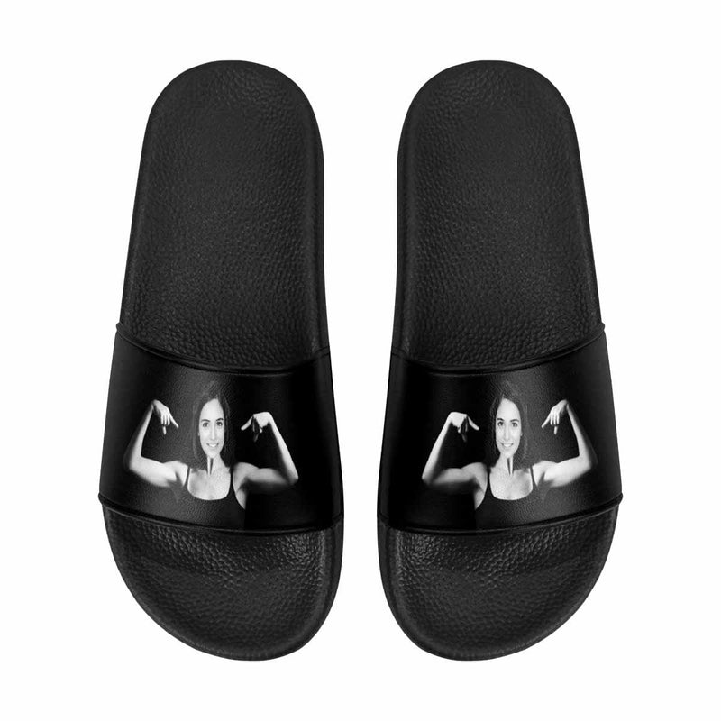 Custom Face Fitness Black Men's Slide Sandals