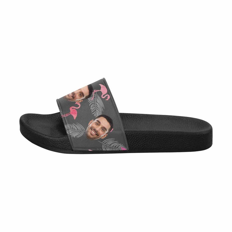 Custom Face Flamingo Grey Women's Slide Sandals