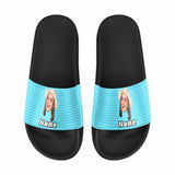 Custom Face&Name Blue Point Women's Slide Sandals