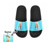 Custom Face&Name Blue Point Women's Slide Sandals