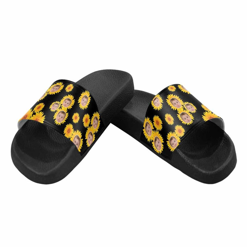 Custom Face Sunflower Women's Slide Sandals