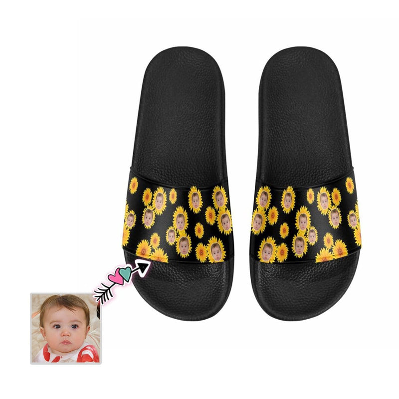 Custom Face Sunflower Women's Slide Sandals