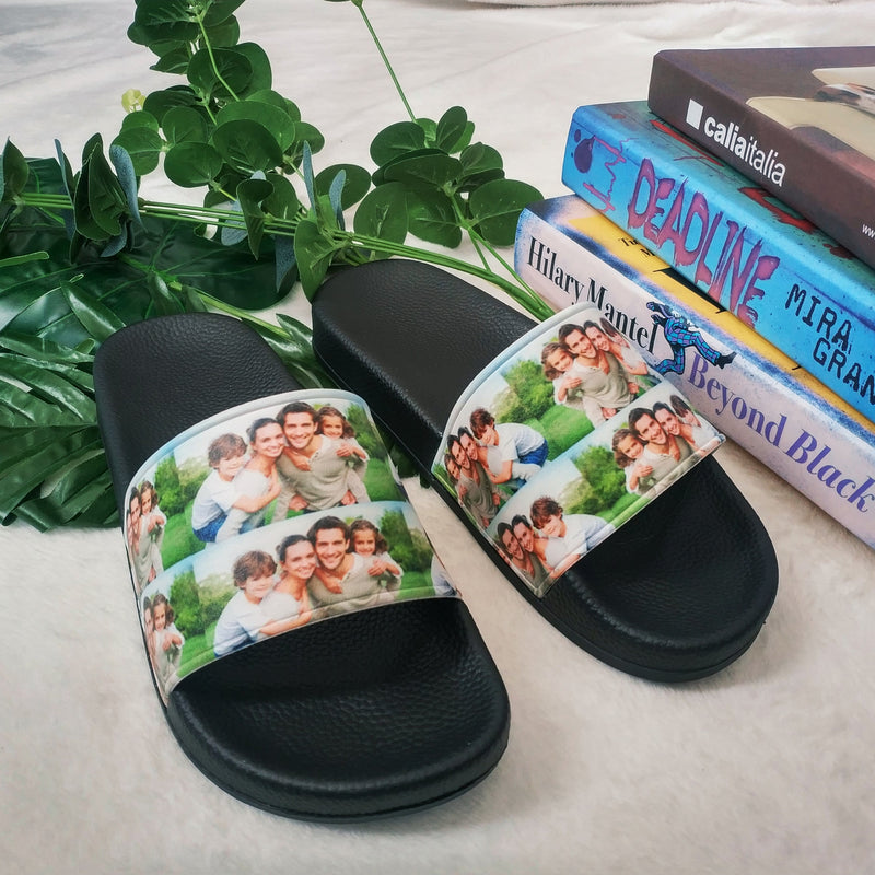 Custom Family Photo Men's Slide Sandals