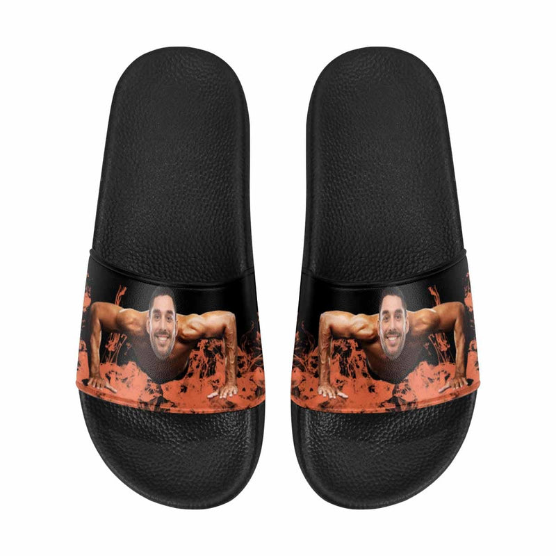 Custom Father Face Fire Men's Slide Sandals