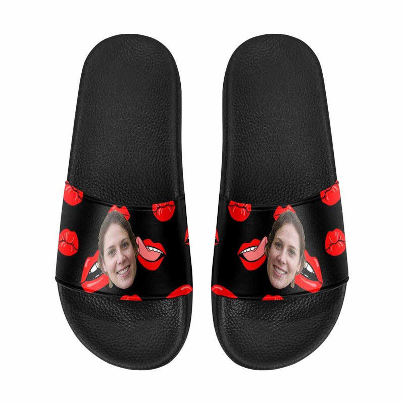 Custom Girlfriend Face Lips Men's Slide Sandals