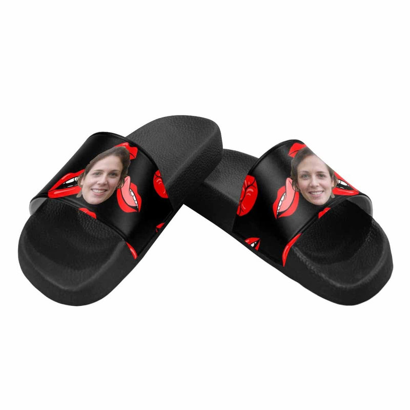 Custom Girlfriend Face Lips Men's Slide Sandals