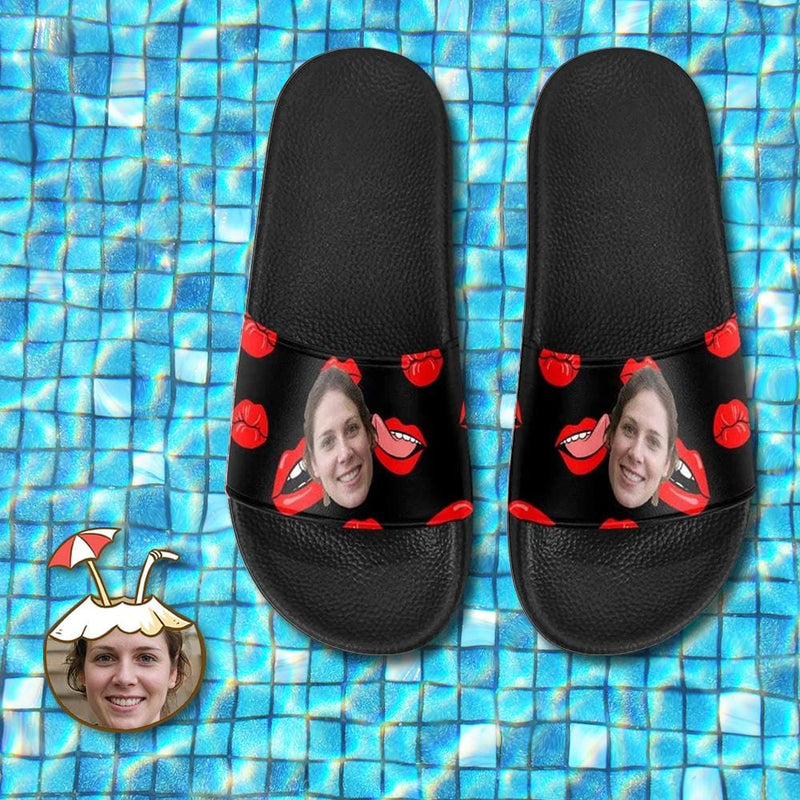 Custom Girlfriend Face Lips Men's Slide Sandals