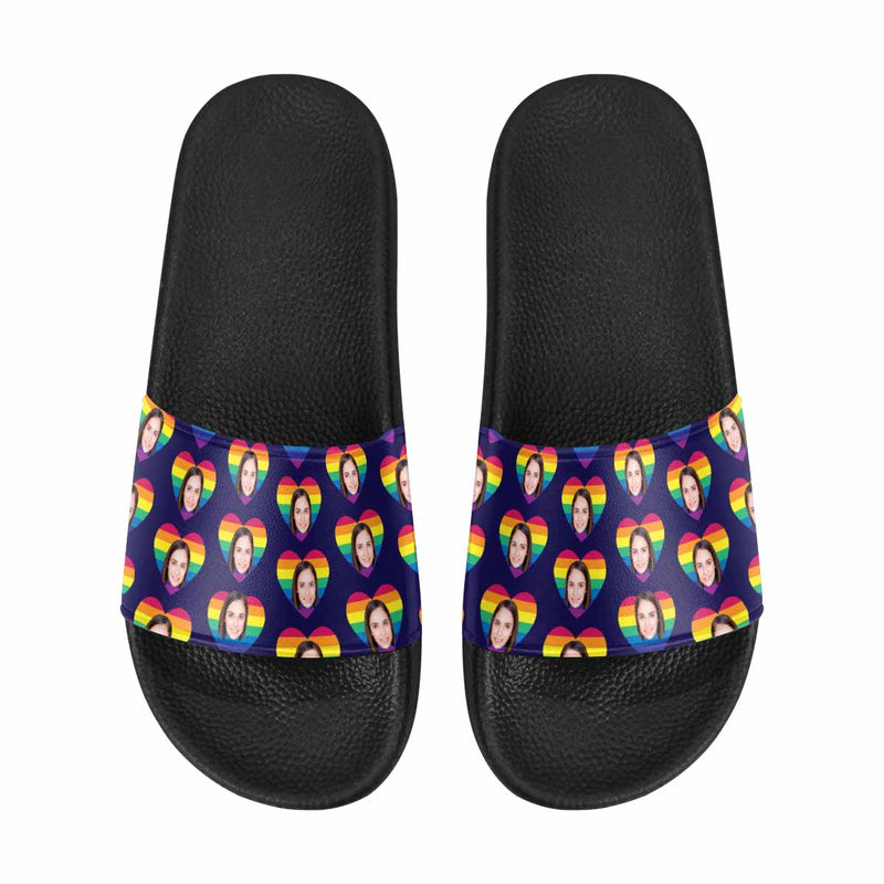 Custom Girlfriend Face Rainbow Love Men's Slide Sandal