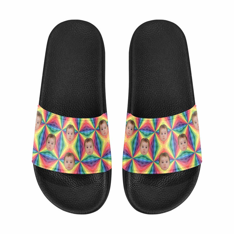 Custom Girlfriend Face Rainbow Love Men's Slide Sandal