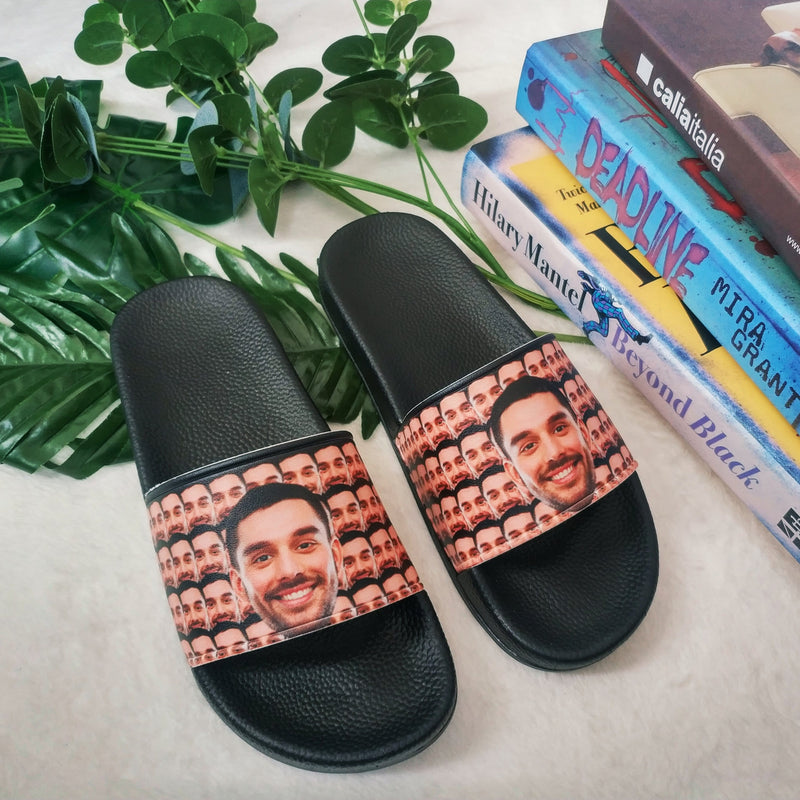 Custom Husband Face Smash Women's Slide Sandals