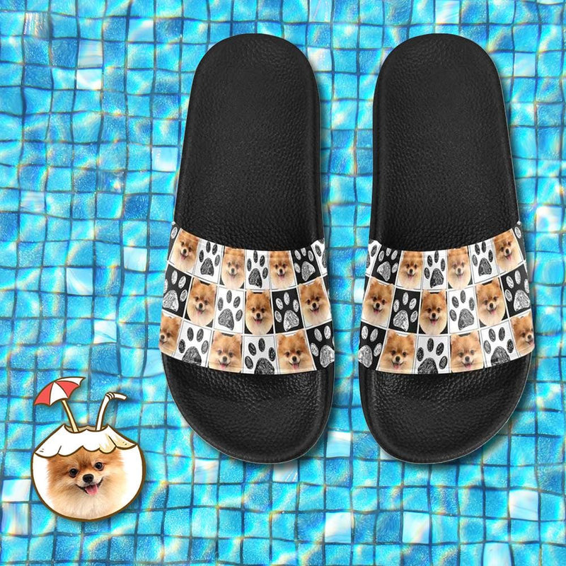 Custom Pet Face Paw Print Men's Slide Sandal