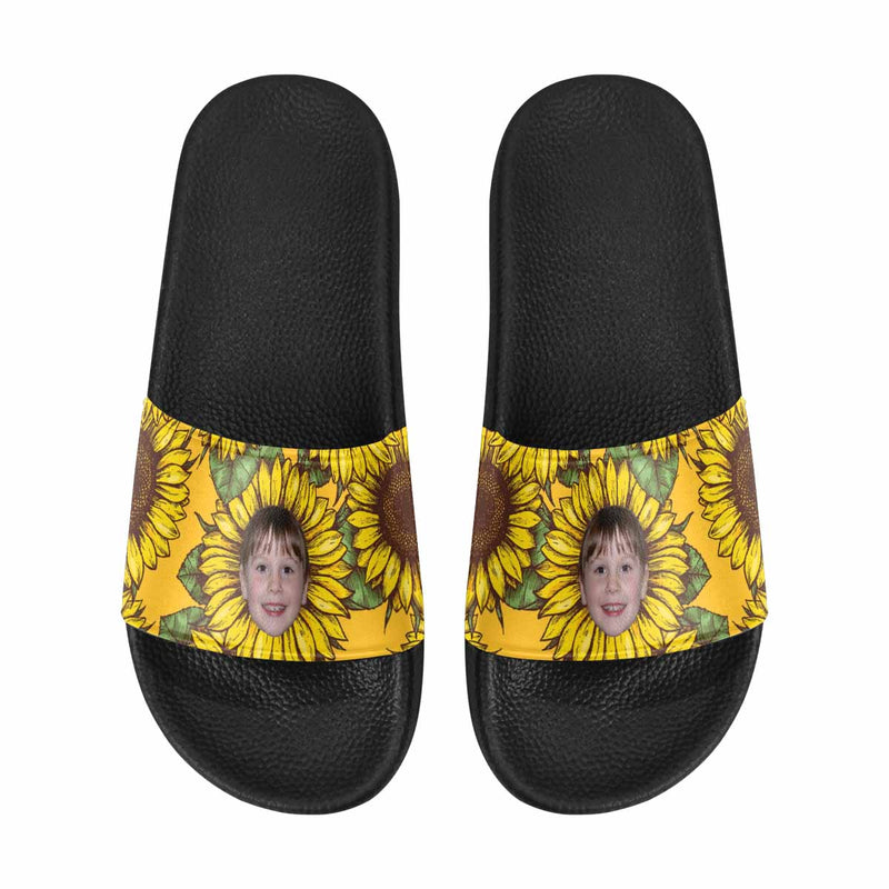 Custom Son Face Sunflower Men's Slide Sandals