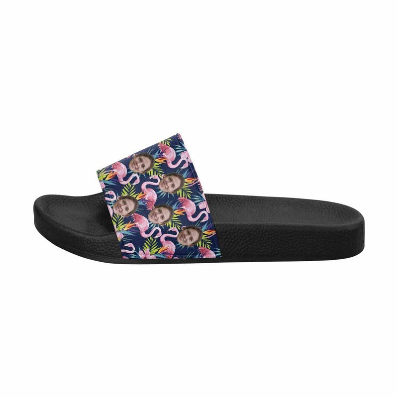 Custom Wife Face Pink Flamingo Men's Slide Sandals