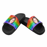 Custom Wife Face Rainbow Shiny Men's Slide Sandals