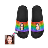 Custom Wife Face Rainbow Shiny Men's Slide Sandals