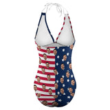 Custom Face American Flag Bathing Suit Personalized Womens Tankini Sets Bikini Two Piece Swimsuit