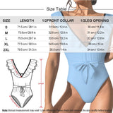 Custom Face Happy Trip V Neck Ruffle One Piece Swimsuit Sexy Belt Bathing Suit Tie Back