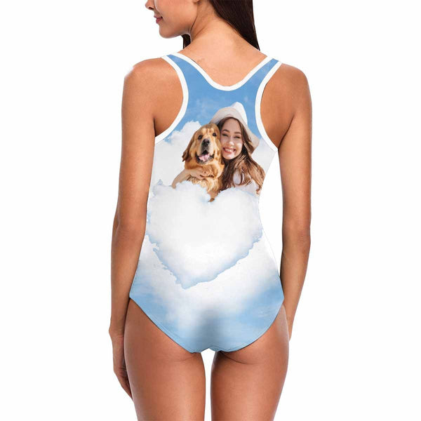 Custom Pet Lover Heart Cloud Women's One Piece Swimsuit